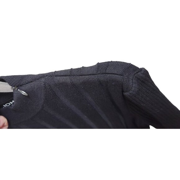 St. John Collection by Marie Gray Sweater Size 10 Mock Neck Rib Knit Top Black - Picture 5 of 11